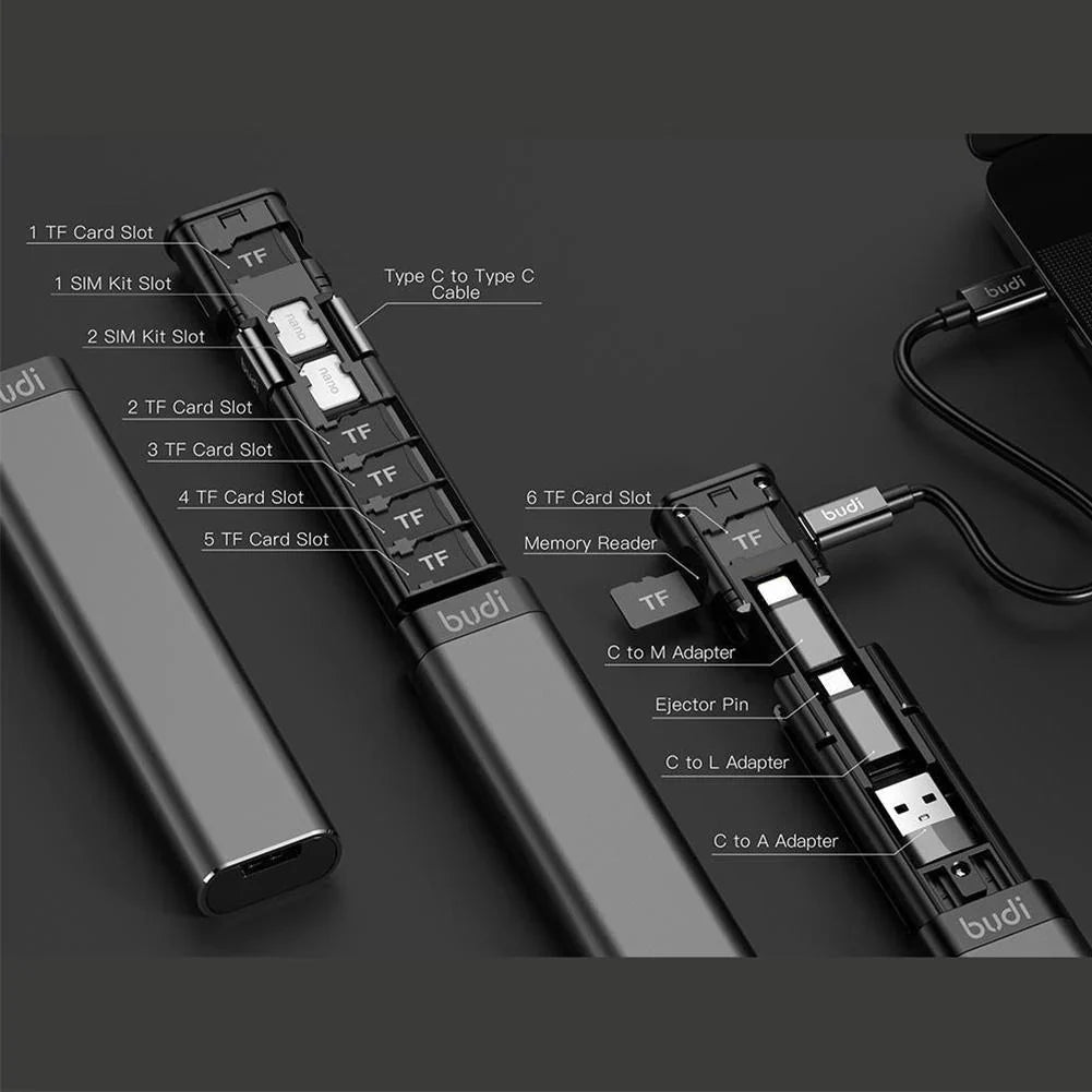 Cable Organizer & Card Reader Multi-Connector Phone Stand