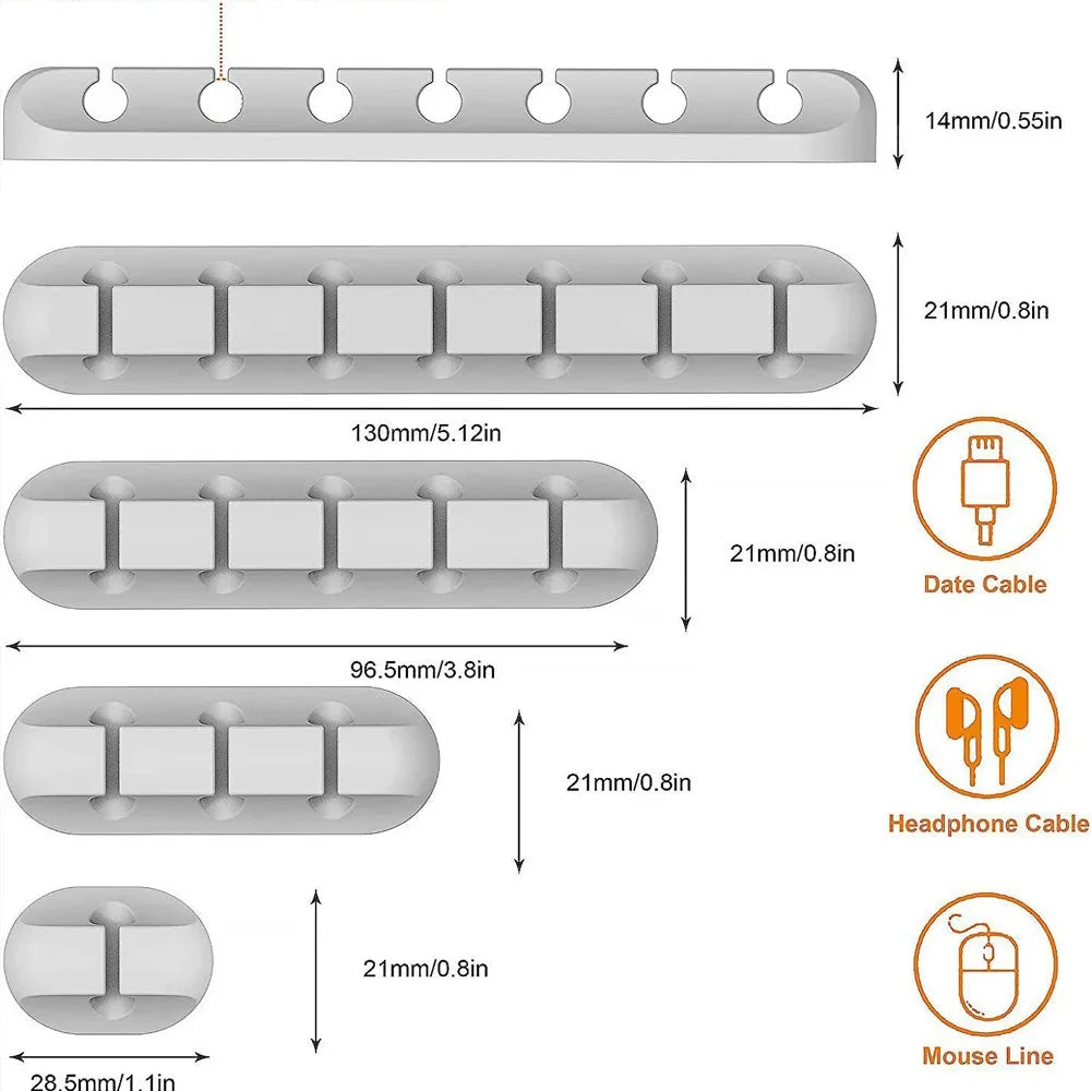 Cable Organizer Self-Adhesive Silicone Multi-Cable Holder
