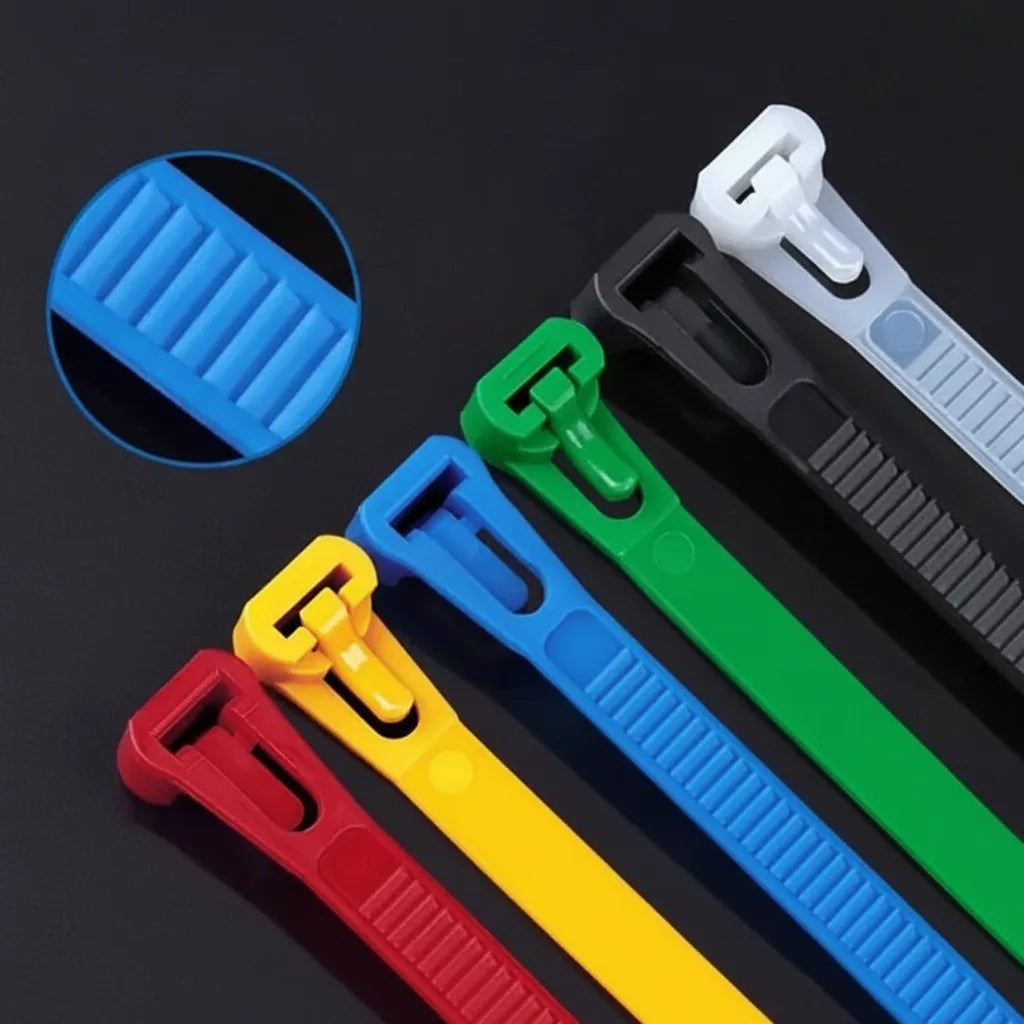 Cable Ties Releasable Nylon Multi-Color 100-Pack