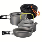 Camping Cookware Set Compact Stackable Aluminum