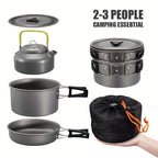 Camping Cookware Set Compact Stackable Aluminum