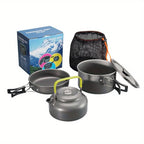 Camping Cookware Set Compact Stackable Aluminum