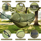 Camping Hammock Integrated Mosquito Net Ultralight Straps & Carabiners