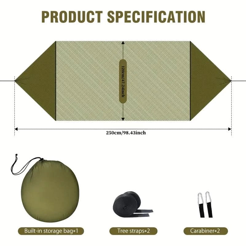 Camping Hammock Integrated Mosquito Net Ultralight Straps & Carabiners