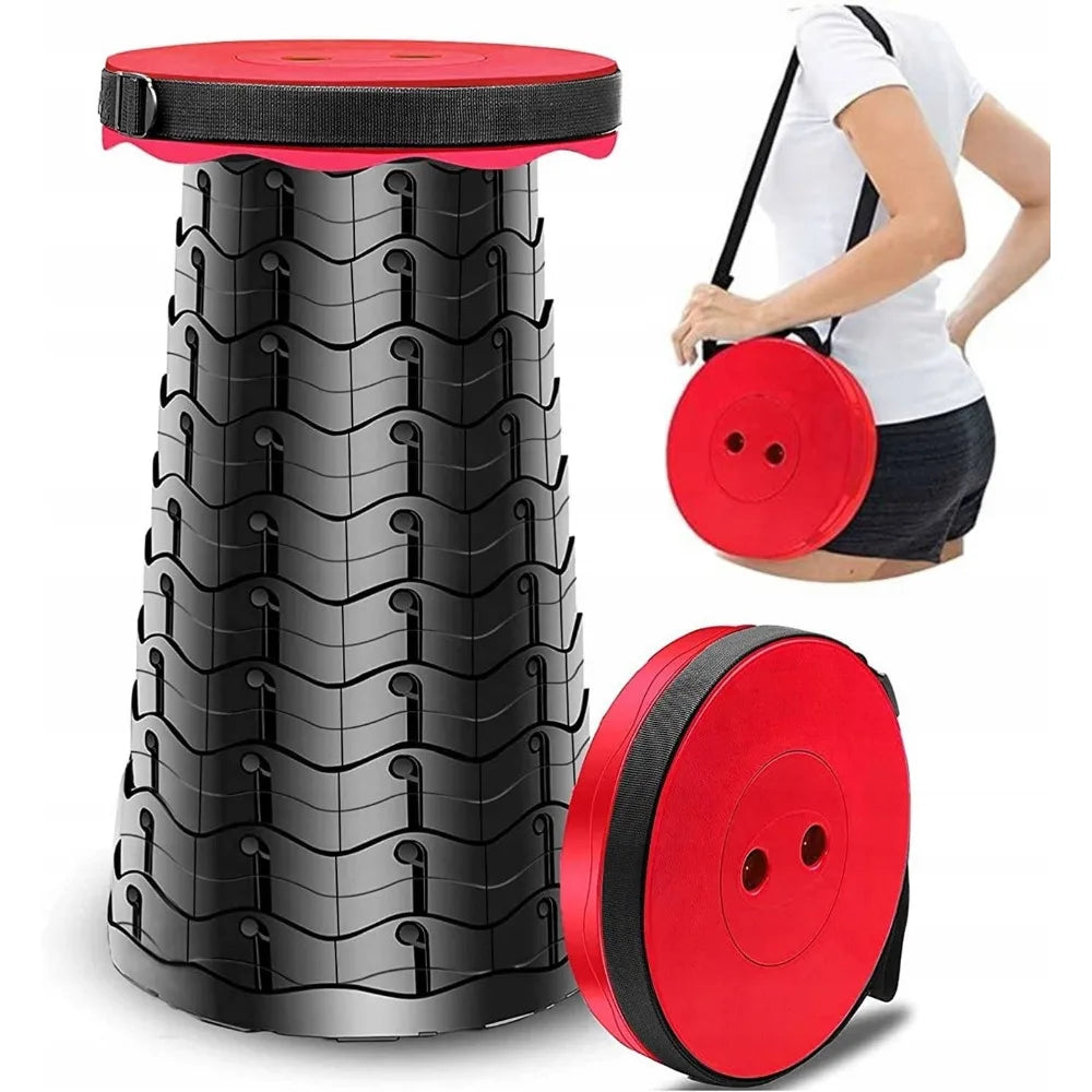 Camping Stool Telescopic Adjustable Height Portable with Carrying Strap