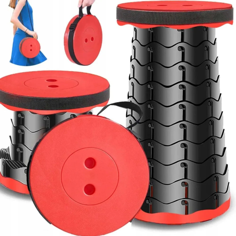 Camping Stool Telescopic Adjustable Height Portable with Carrying Strap