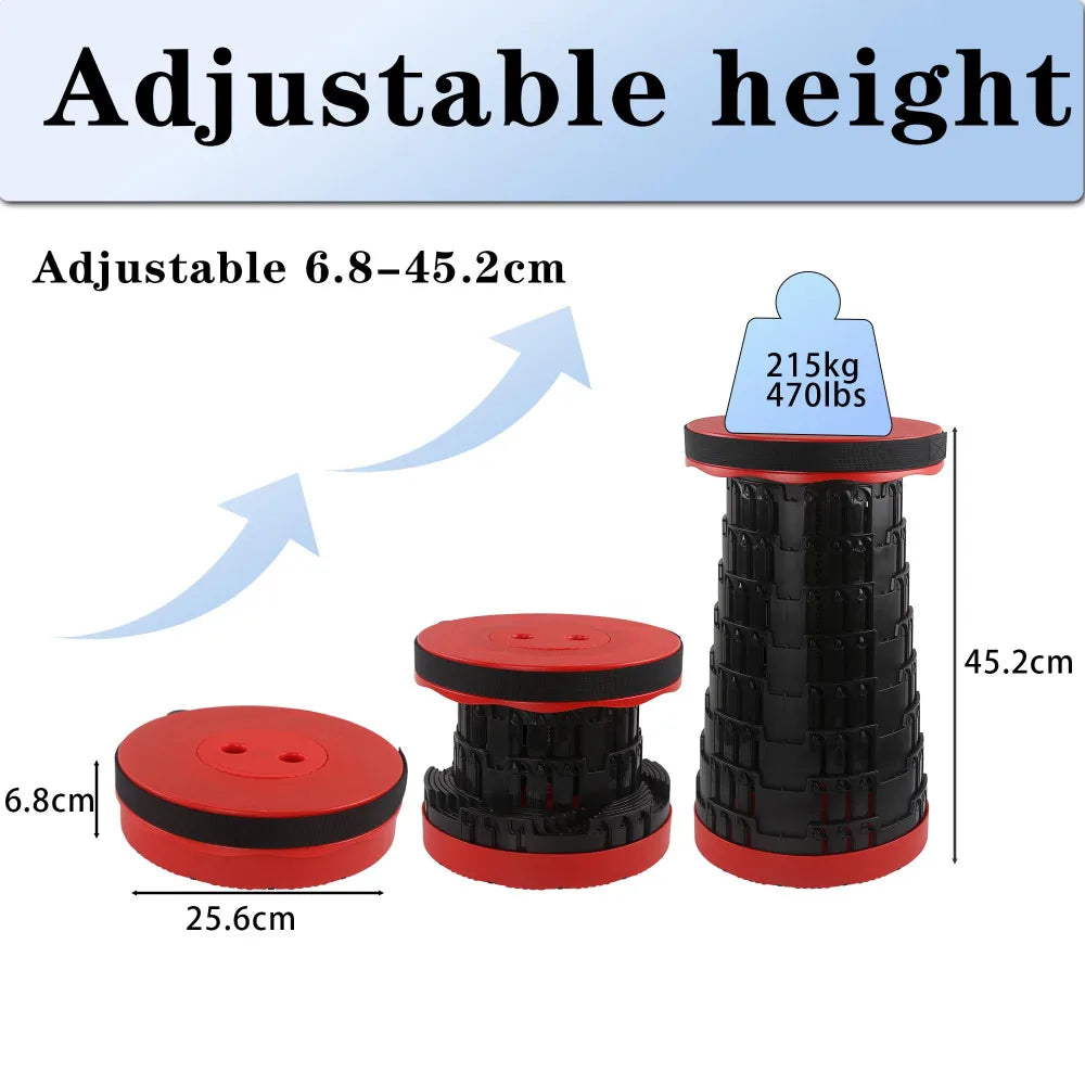 Camping Stool Telescopic Adjustable Height Portable with Carrying Strap