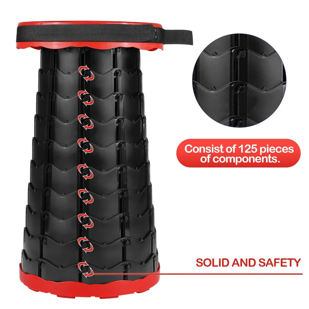 Camping Stool Telescopic Adjustable Height Portable with Carrying Strap