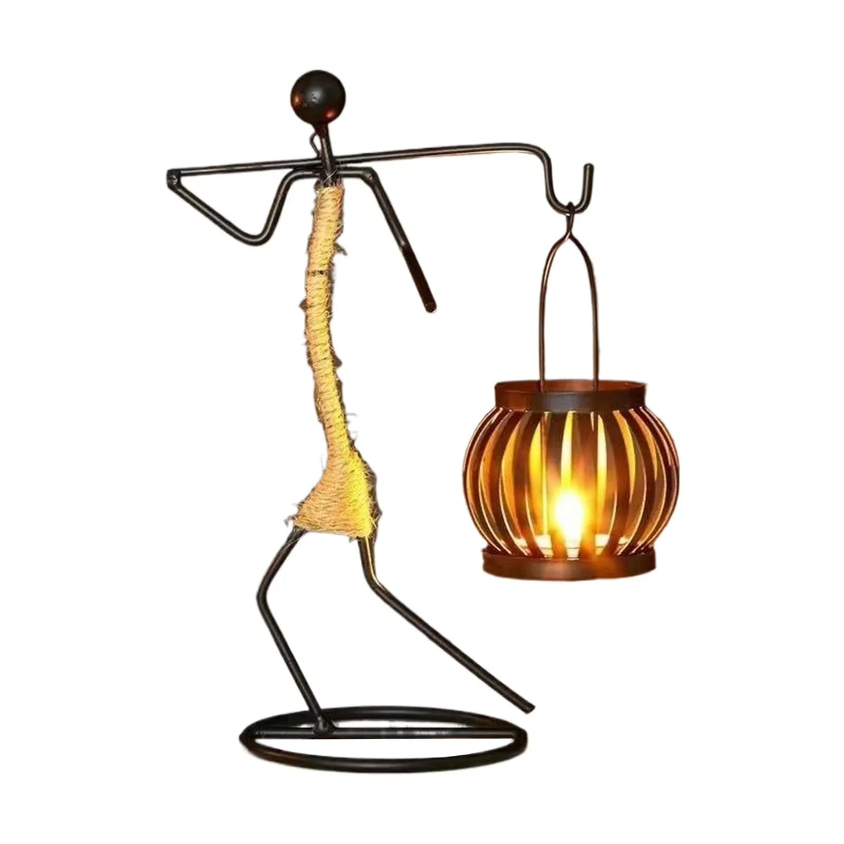 Candle Holder Handcrafted Metal Sisal Wrapped