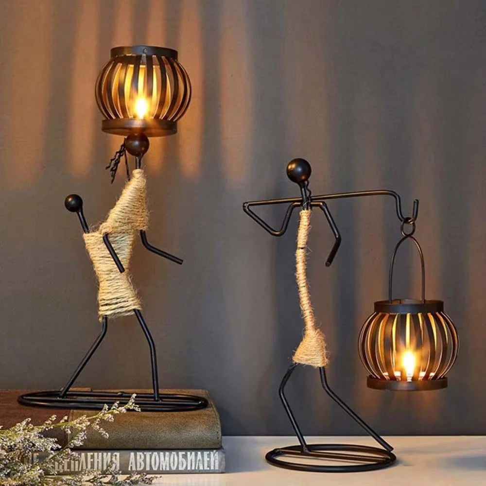 Candle Holder Handcrafted Metal Sisal Wrapped