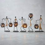Candle Holder Handcrafted Metal Sisal Wrapped