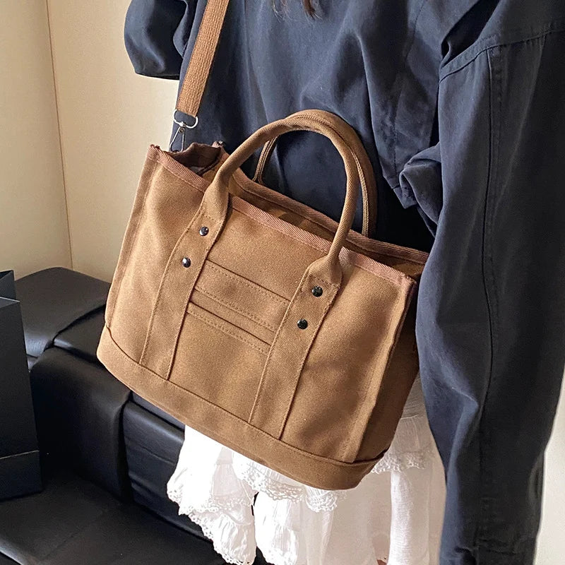 Canvas Tote Bag Durable Spacious Adjustable Shoulder Strap