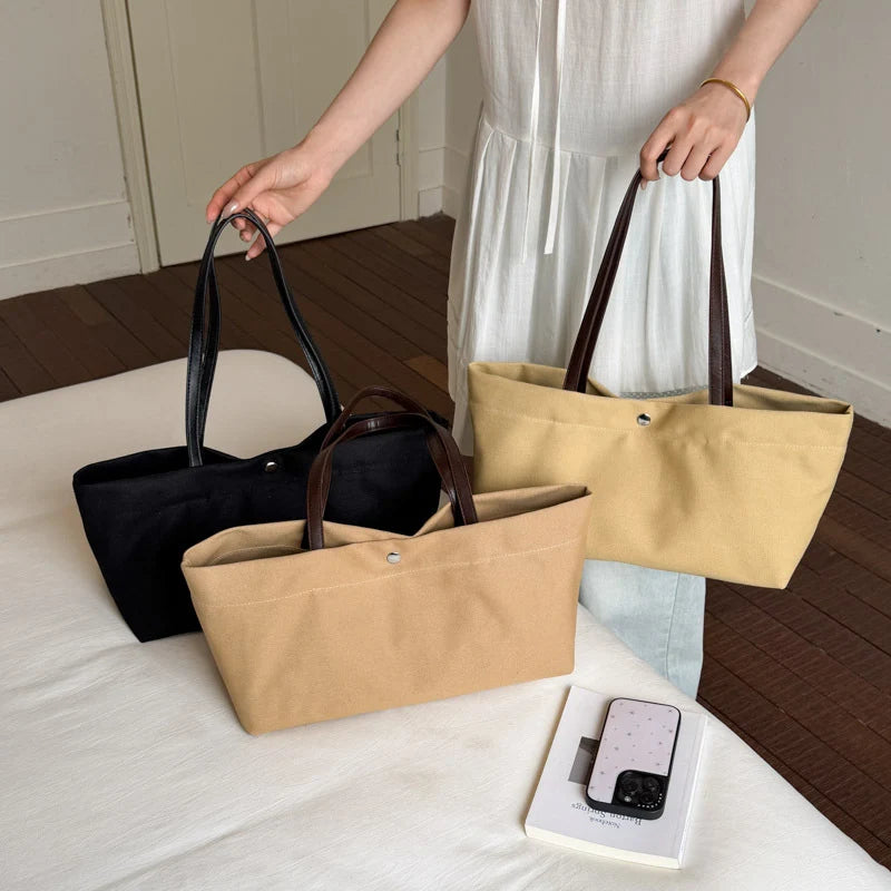 Canvas Tote Bag Spacious Durable With Comfortable Shoulder Handles