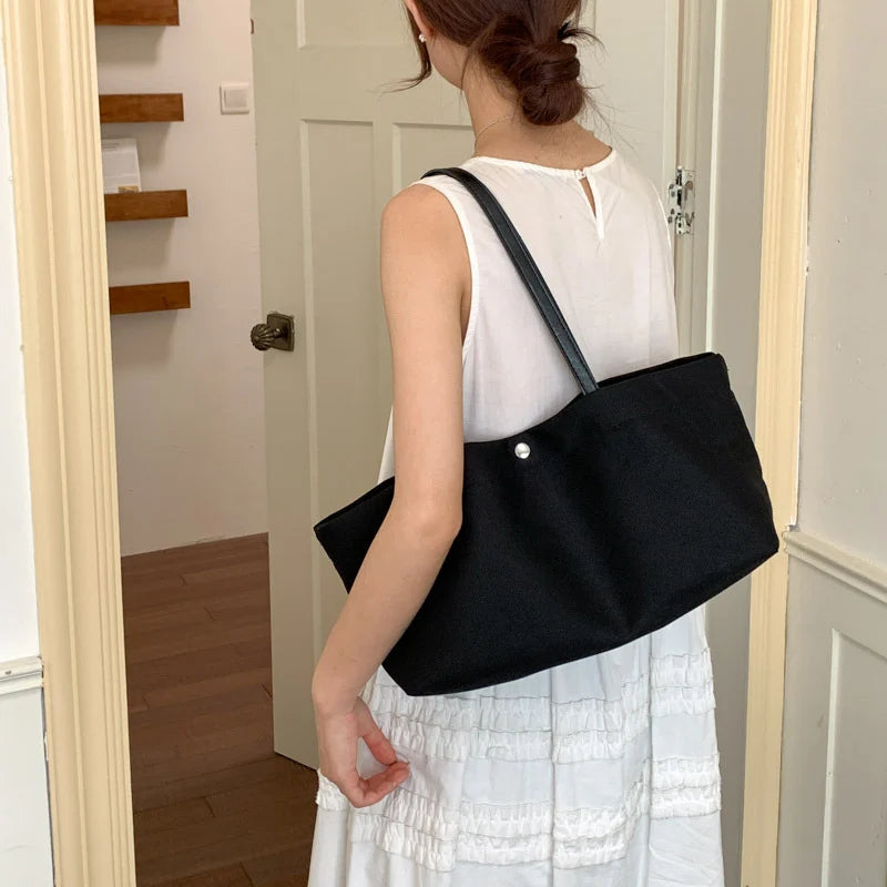 Canvas Tote Bag Spacious Durable With Comfortable Shoulder Handles