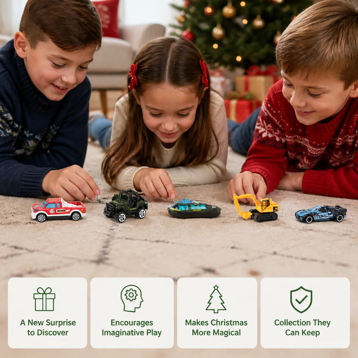 Car Advent Calendar 24 Die-Cast Toy Cars Christmas Countdown