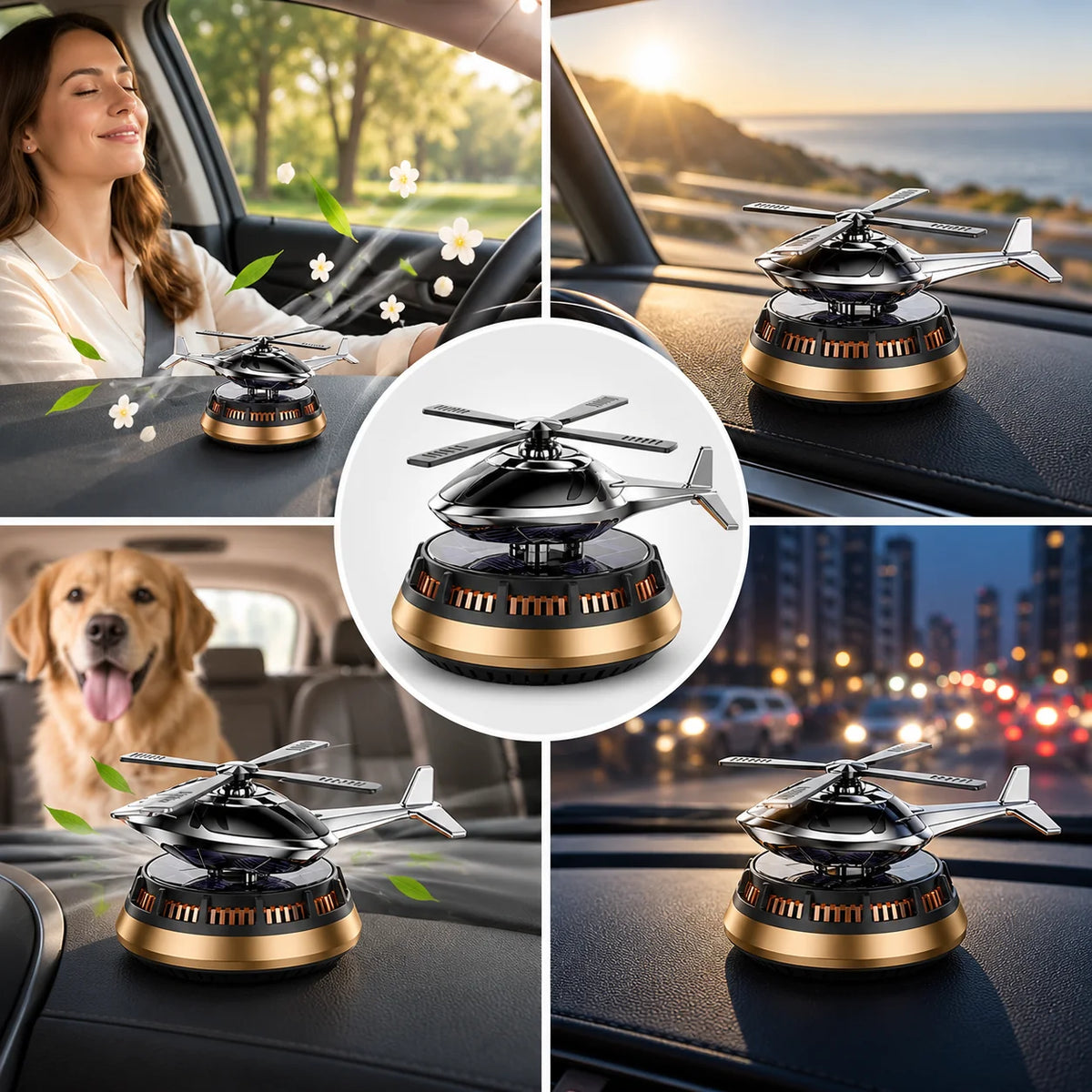 Car Air Freshener Solar-Powered Rotating Blades