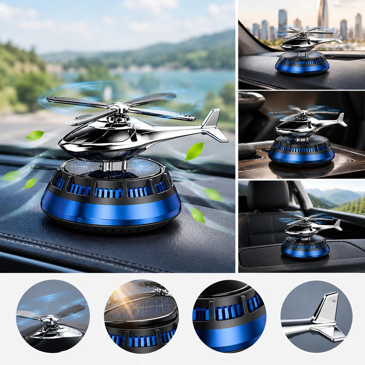 Car Air Freshener Solar-Powered Rotating Blades