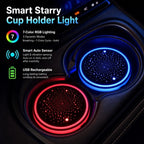 Car Coaster Set Multicolor LED Motion-Activated USB Rechargeable