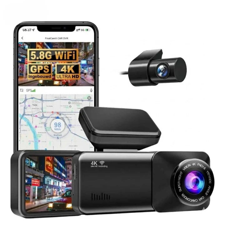 Car Dash Camera 4K Front Dual-Lens WiFi & GPS