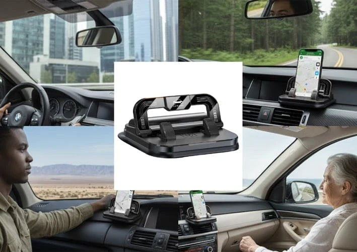 Car Dashboard Phone Holder Foldable Angle-Adjustable Anti-Slip Silicone
