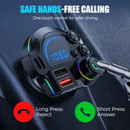 Car FM Transmitter Bluetooth 5.3 Dual Fast-Charge USB