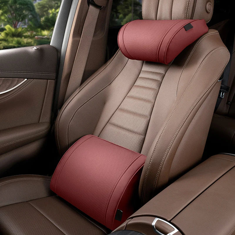 Car Seat Cushion Set Memory Foam Headrest & Lumbar Support