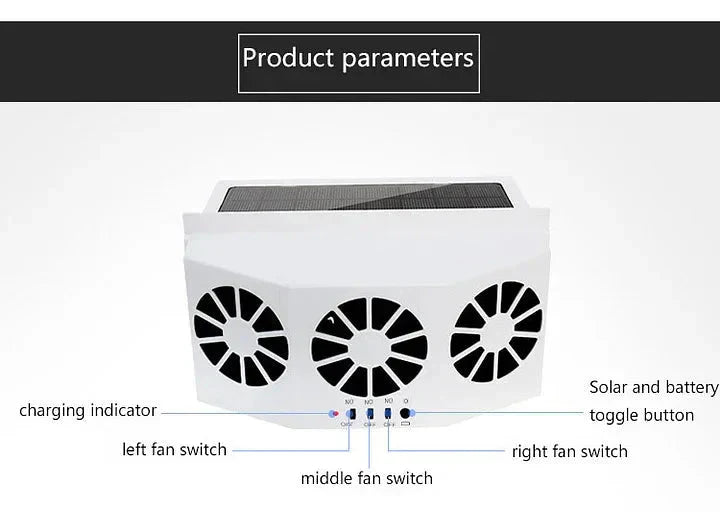 Car Solar Fan Dual Fans Window Clamp Mount