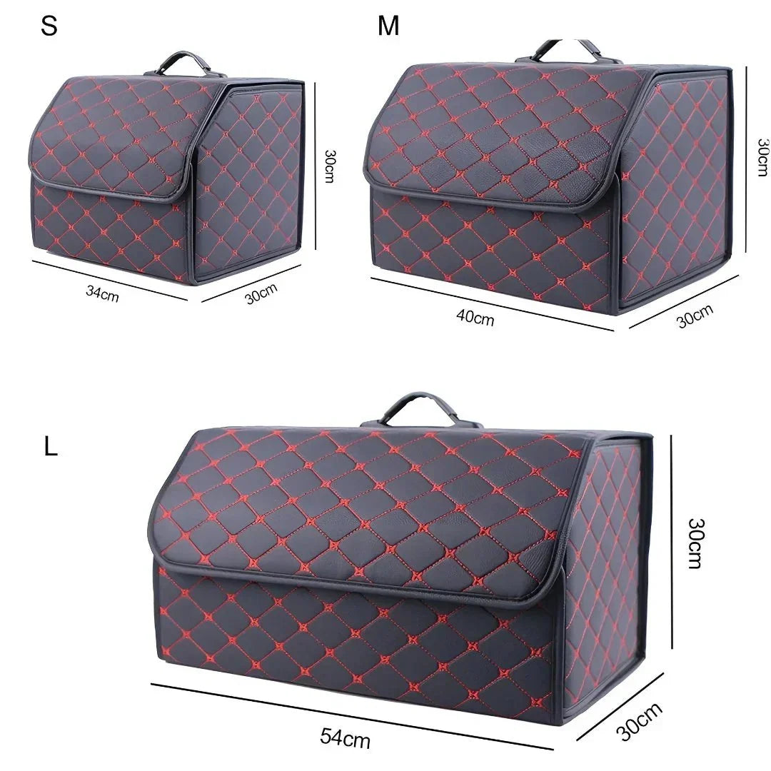 Car Trunk Organizer Foldable Faux Leather Reinforced Panels