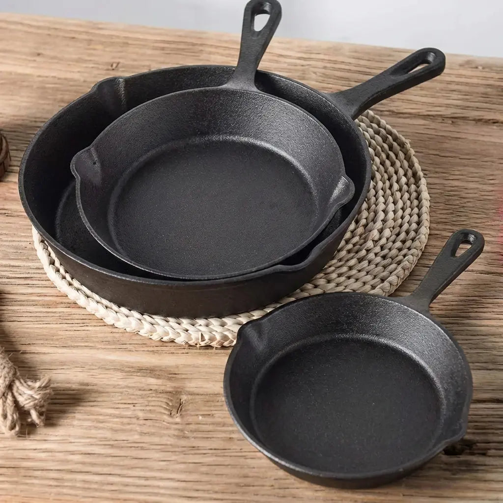 Cast Iron Pan Set 3-Piece Even Heat