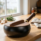 Cast Iron Pan Wooden Lid Oven & Grill Safe