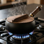 Cast Iron Pan Wooden Lid Oven & Grill Safe