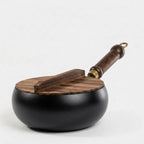 Cast Iron Pan Wooden Lid Oven & Grill Safe