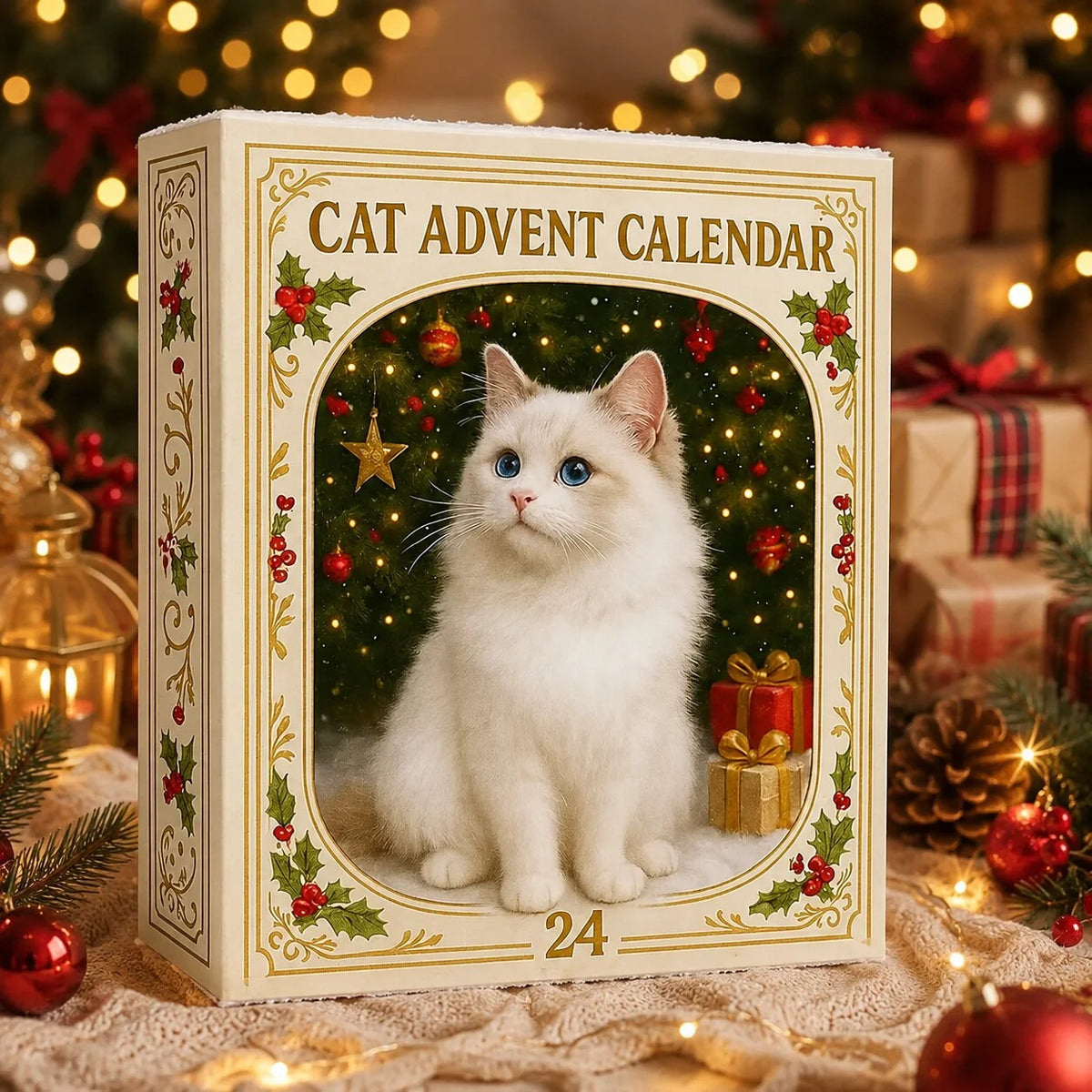 Cat Advent Calendar 24 Miniature Figurines Festive Designs