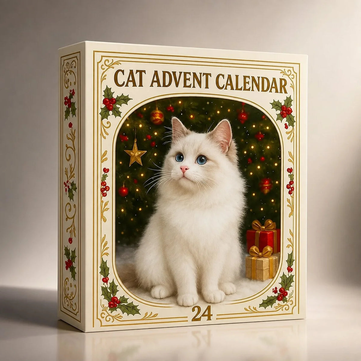 Cat Advent Calendar 24 Miniature Figurines Festive Designs