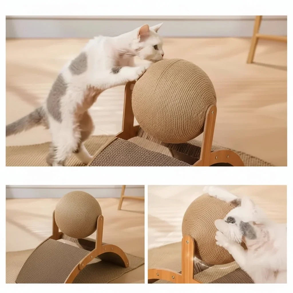 Cat Scratcher Natural Sisal Board With Interactive Ball