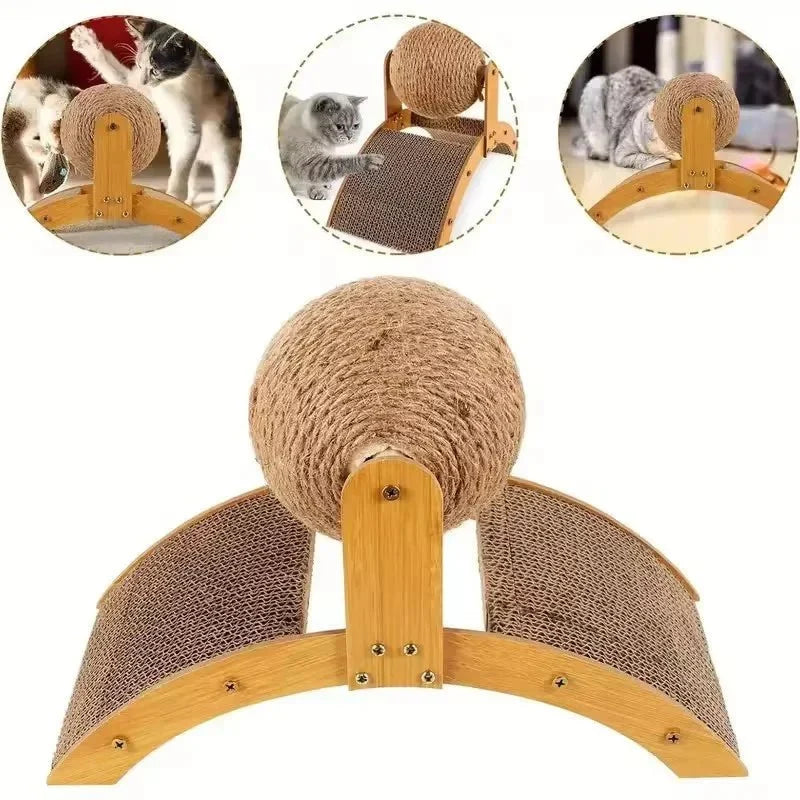 Cat Scratcher Natural Sisal Board With Interactive Ball