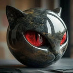 Cat Sculpture Handcrafted Marble Finish Multiple Eye Colors