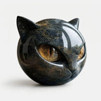 Cat Sculpture Handcrafted Marble Finish Multiple Eye Colors
