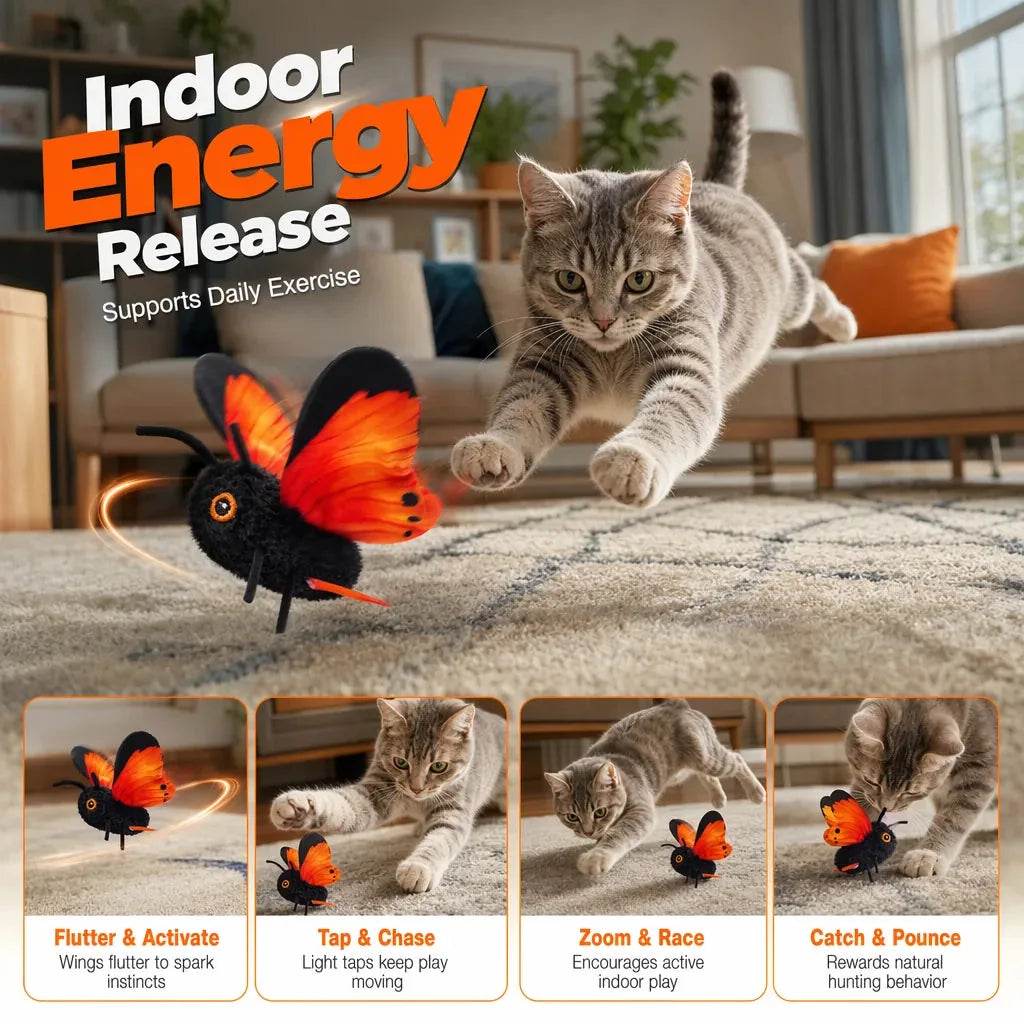 Cat Toy Motion-Activated Flapping Butterfly Soft Plush Body