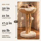 Cat Tree 32-Inch Woven Basket Natural Branches