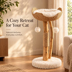 Cat Tree 32-Inch Woven Basket Natural Branches