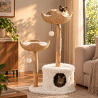 Cat Tree Natural Branches Woven Baskets & Cozy Cave