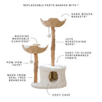 Cat Tree Natural Branches Woven Baskets & Cozy Cave