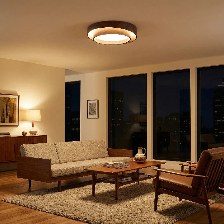 Ceiling Lamp Integrated LED Dimmable Warm Walnut