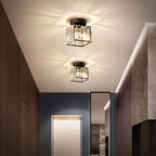 Ceiling Light Low-Profile Faceted Crystal Glass E27 Socket