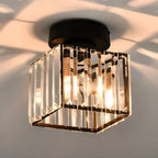 Ceiling Light Low-Profile Faceted Crystal Glass E27 Socket