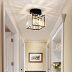 Ceiling Light Low-Profile Faceted Crystal Glass E27 Socket