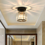 Ceiling Light Low-Profile Faceted Crystal Glass E27 Socket