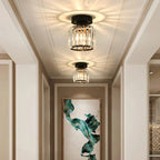 Ceiling Light Low-Profile Faceted Crystal Glass E27 Socket