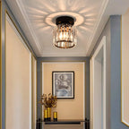 Ceiling Light Low-Profile Faceted Crystal Glass E27 Socket